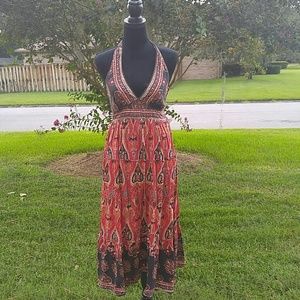 Red tribal print sundress